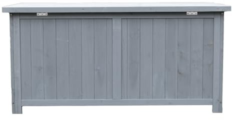 AIRWAVE Wooden Garden Storage Box With Lockable Showerproof Lid Wooden Chest Container For Patio Cushions Outdoor Toys and Tools, Stylish Interlocking Fir Wood Design (Small 300Ltrs)