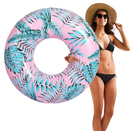 HeySplash Aufblasbarer Schwimmring, 107cm Aufblasbar Schwimmreifen, Swimming Pool Wasserspielzeug Zubehör Kinder Erwachsene für Strand Party, Rosa