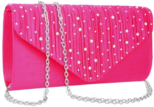 BBjinronjy Clutch Purses for Women Evening Bag Formal Rhinestone Handbags for Wedding Party Cocktail Prom Dinner, Fuchsia, S