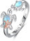 Schildkröte Ringe Sterling Silber Mondstein Einstellbare Ringe Meeresschildkröte Schmuck Geschenk für Damen Frauen