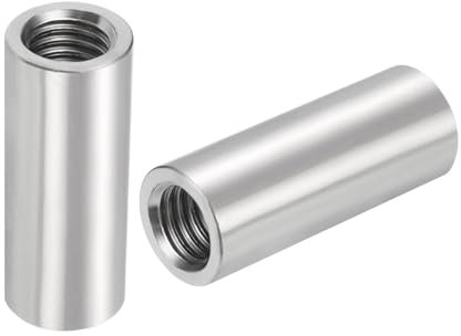 QUARKZMAN 4pcs M10 Rond Connecteur Écrous, 304 Inox Acier Accouplement Écrou 35mm/1.38 Longueur Manchon Tige Barre Goujon Écrou pour Support, M10x35x14mm