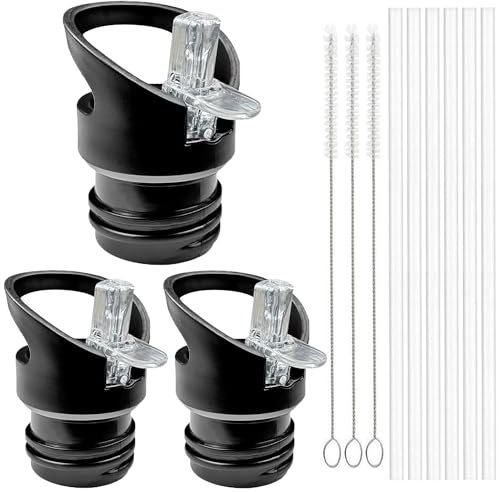 Grasslandy 2 pièces Bouchon Gourde, Couvercle de paille pour Bouteille D'eau, Bouchon Gourde Isotherme, Pour Petite Bouteille d'eau à la Bouche, Bouteille de Sport, Gobelet de Voyage, Sans BPA (Noir)