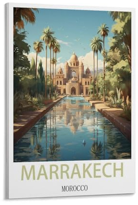 Jdjdu Marrakesch Marokko Sonnenuntergang Vintage Reiseposter Geschenk Wanddekoration Gemälde Poster Leinwand Kunst Poster