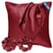 Seiwohl Satin Kissenbezug 80x80 2er Set, Weich wie Seidenkissenbezug Silk Pillowcase, Vegane Seide Kopfkissenbezug Kissenhülle Seidenkopfkissen für Haar und Haut mit Haargummis, Weinrot