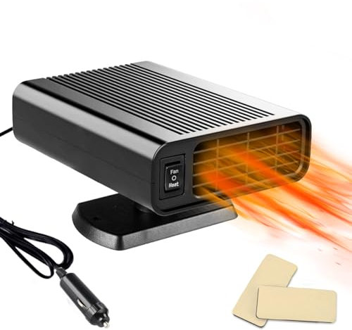 Leaflai Car Heater 12V, Anti-Fog Windscreen Heating Fan 2 in-1 Heating/Cooling Car Defroster with Plug-in Cigarette Lighter, Mini Car Demister for Small Vehicles