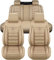 OTCPP Auto Sitzbezüge Set für VW T6 California 2016-2023, Leder Autositzbezüge, Vorne Und Hinten Wasserdicht Auto Schonbezüge, Full Set Sitzbez Sitzschoner Zubehör,A Beige