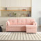 Multifunktionales Schlafsofa mit ausziehbarem Bett, Schlafsofa mit austauschbarer Chaiselongue, Sofagarnitur mit Aufbewahrungssitz, L-förmiges Sofa, Ecksofagarnitur für Wohnzimmer (Pink)