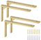 Ouvin Heavy Duty Brackets 8inch Set of 4 Wall Mount Triangle Shelf Brackets Gold Iron Shelf Brackets with Screws Sturdy Shelf Supports (8inch) Gold