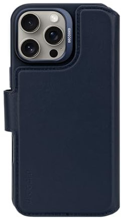 DECODED 2-in-1 Leather Detachable Wallet Case for iPhone 16 Pro Max, MagSafe Compatible, Real Premium ECCO Leather, Full Body Protective Cover, Raised Edges to Protect Screen and Camera, Blue