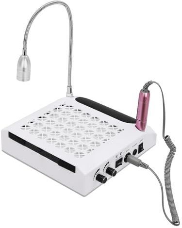 MINRS Aspirateur de poussière professionnel avec filtre + lumière LED + 6 forets à ongles, aspirateur professionnel 4300 tours par minute pour salon de manucure