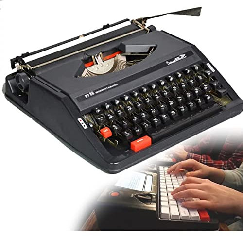 AYUE Mechanische englische Schreibmaschine, antike Schreibmaschine, Schreibmaschine, antike manuelle Schreibmaschine, tragbar und einfach zu bedienen, Schwarz (Schwarz)