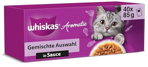 WHISKAS Aromatic Nassfutter in Sauce für Katzen 40 x 85g Fisch Auswahl