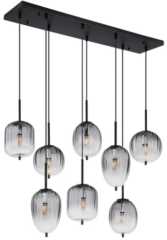 Pendant Lamp 8 Bulbs Metal Ceiling Light Glass Ball Pendant Light Smoky Pendant Light 8x E14 102.5 x 32.5 x 120 cm Living Room Bedroom Dining Room