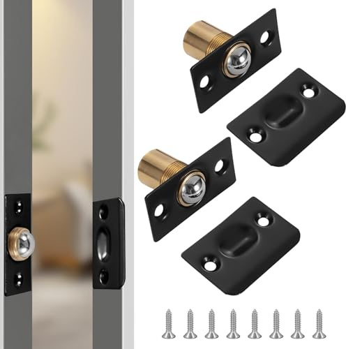 Parthan 2 Pcs Ball Door Catches for Internal Door, Adjustable Roller Catches with Screws, Stainless Steel Door Catch Internal Door, Spring Mortice & Fixings for Cupboard Closet Top