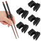 5 PCS Reusable Chopstick Helper, Food-Grade Hinge Connector, Anti-Slip Training Chopsticks - Anti-Slip Utensil Aid for Many Age Adults, Beginner, Trainers or Learner (PE Black)
