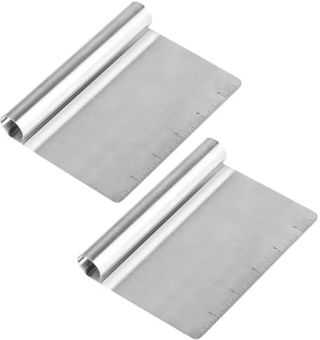 2pcs Ramasse Légumes Cuisine, Grattoir à Pâtes en Acier Inoxydable, Coupe Pate Boulangerie, Raclette en Acier Inox, Pelle à Légumes, Corne Patisserie, Spatule à Pâte Gâteau, Grattoirs à Pâte Cuisine