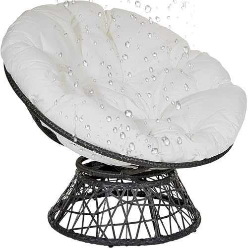Generisch Hängesessel Kissen, Multifunktional Gartenstuhl Sitzkissen Outdoor/Indoor Rund Auflage Für Polyrattan/Rattan Hängeschaukel Stuhlkissen Außenbereich Sofa,Weiß,60 * 60cm