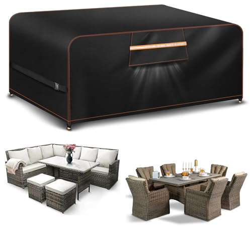 Funda Mesa Exterior Impermeable 420d Oxford Fundas Muebles Exterior Impermeables 180x120x74CM Fundas Sofa Exteriors Impermeable Funda Mesa Anti Viento, Anti Uv Antipolvo