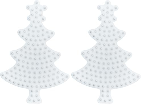 Hama Perlen 331 Stiftplatte Weihnachtsbaum in weiß für Midi Bügelperlen mit Durchmesser 5 mm, ca. 11 x 7,5 cm, kreativer Bastelspaß für Groß und Klein (Packung mit 2)