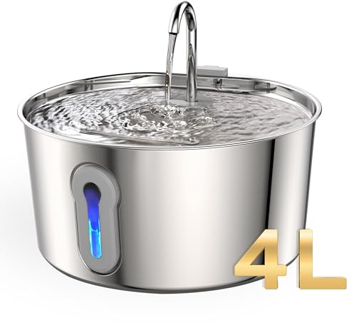 Fontaine à Eau Automatique en INOX 4 L pour Chat et Chien