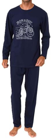 NORMANN Herren Langarm Schlafanzug Pyjama mit Frontprint