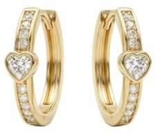 Suzan Gold® 375 Echtgold Creolen Damen mit Herz Zirkonia elegant modern wasserfest Geschenkidee – Heartline Spark – feiner Goldschmuck