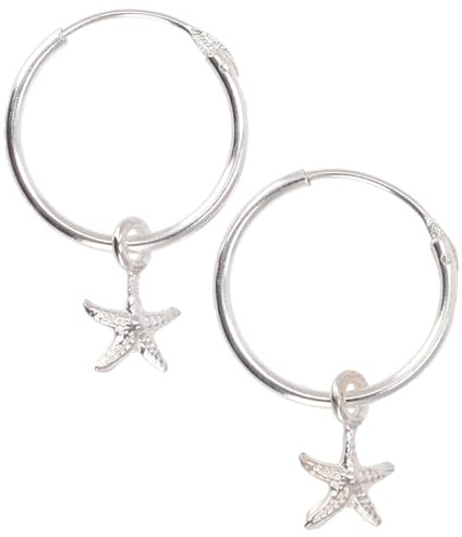 Handgefertigte Silbercreolen mit beweglichen Seesternen, 1,2 mm, Unisex
