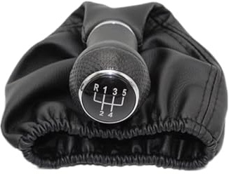 Manuell Schaltknauf Für VW für Lupo für Polo 6N 6N2 für Classic für Caddy Manueller Schaltknauf PU Schaltsack 5 Speed 12mm(Schwarz)