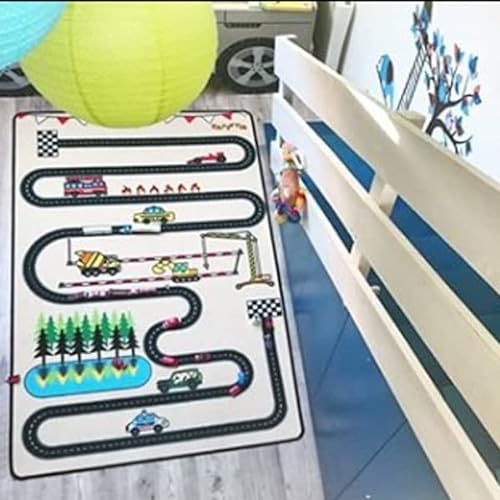 TAPITOM® | Kinder-Designer-Straßendecke - 130 x 200 cm | Circuit-Spielmatte | Kinderzimmermatte für Kleinwagen Straße | rutschfest, Saum | CE-Normen