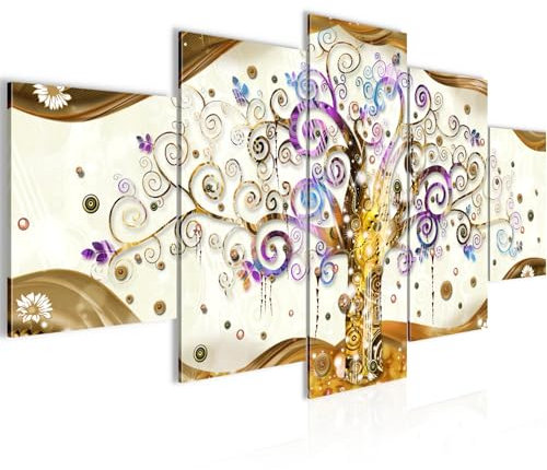 Runa Art Murali Da Parete Gustav Klimt Albero Della Vita 5 Pezzi Quadro Tela Non Tessuta Decorazione Soggiorno Astratto Colorato 003052a