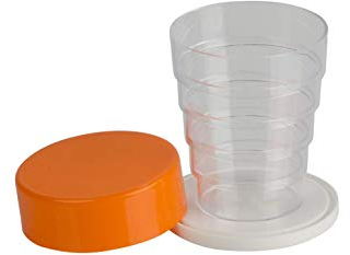 Kimmel Tazza pieghevole telescopica con specchio, per campeggio, picnic, viaggi, casa, arancione trasparente, taglia unica