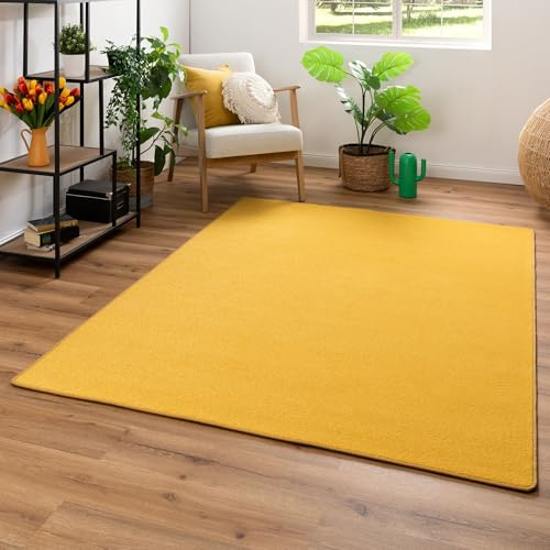 Steffensmeier Kurzflorteppich Cambridge Young | Teppich für das Wohnzimmer, Jugendzimmer in, Gelb, Größe: Ø 200 cm