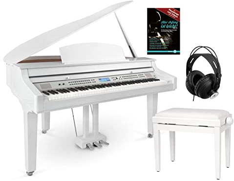 Classic Cantabile GP-A 810 Digitalflügel Set (88 Tasten mit Hammermechanik, 3-fach Sensorik, 1200 Voices, Bluetooth, inkl. Bank, Kopfhörer Schule) weiß Hochglanz