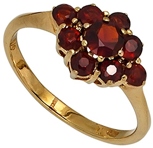 Jobo Damen-Ring aus 9 Karat 375 Gold mit Granat Größe 54