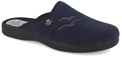 Fly Flot Herren Hausschuh Pantoffel samtige Oberfläche und Logo Stickerei 220084