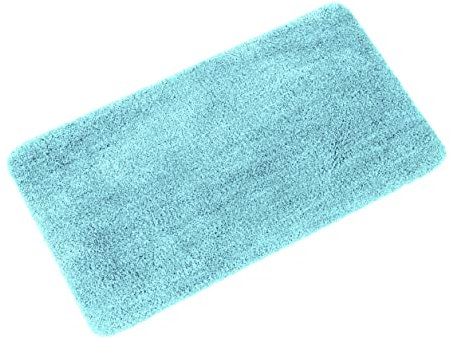 BM 4163 Tappeto Bagno Assorbente a pelo in Microfibra 45x75 cm Turchese Tappetino Lavabile Morbido Antiscivolo da Terra per Vasca
