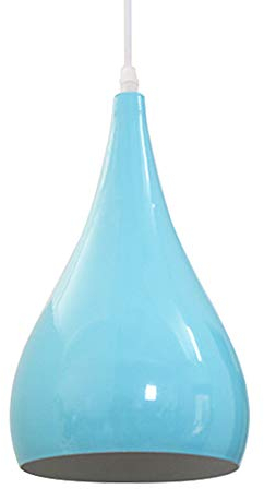 Mengjay Industrielle Vintage Pendelleuchte Retro Hängeleuchte Φ 16cm für E27 Leuchtmittel, Metall Lampenschirm und Ideal für Esszimmer, Wohnzimmer, Restaurant - (Blau)
