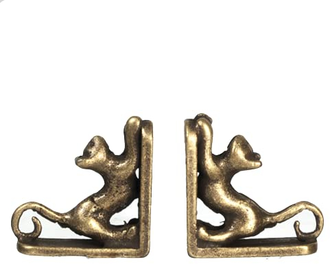 Puppenhaus Katze Buchstützen Antik Bronze Miniatur Bücherregal Studien Zubehör