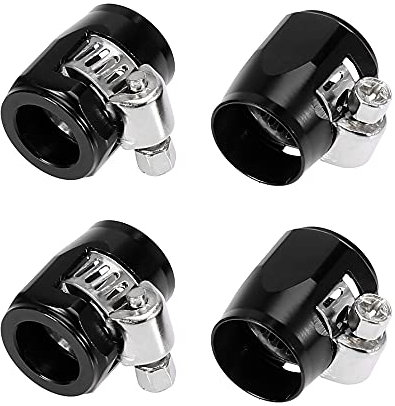 X AUTOHAUX 4pcs AN6 Hex Black Car Hose Finisher Clamp Adapter Fitting