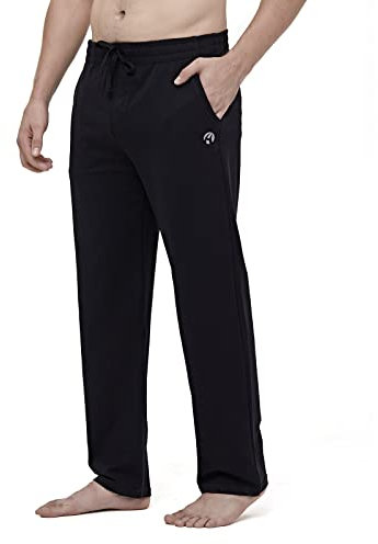HMIYA Herren Jogginghose Baumwolle Sweathose Lange Atmungsaktiv Sporthose Yogahose Klassische Trainingshose mit Taschen(Schwarz,S)