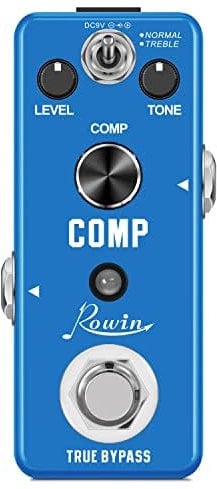 Rowin Pedal de compresión de guitarra con modos agudos y normales, pedal compresor para guitarra eléctrica, bajo, True Bypass LEF-333