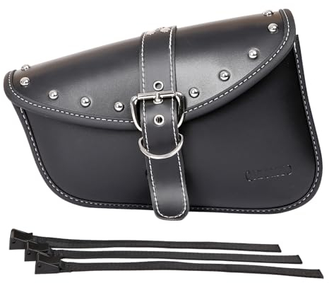 Sacoches latérales de selle de moto – Sac de selle souple en cuir PVC pour Harley Sportster imperméable, sac à outils latéral, sac de rangement universel pour moto, avec porte-gobelet (côté gauche)