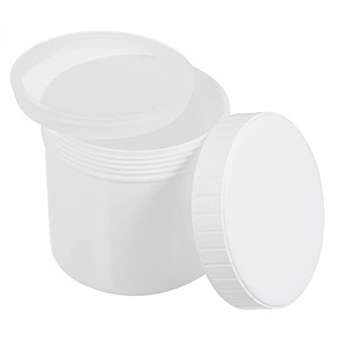 sourcing map Empty Plastic Paint Pail 0.13 -Gallon/500mL Seal Storage Container with Sealing Lid White 5Pcs