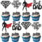 Xsstarmi 24 PCS Happy Father's Day Cupcake Toppers Glitter Superhero Father Best Dad Super Dad Cupcake Picks for Happy Father's Day Birthday Party Cake Decorations Supplies Black…