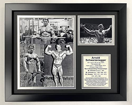 Legends Never Die, Inc. Arnold Schwarzenegger | Iconic Bodybuilder | 30,5 x 38,1 cm Gerahmte Fotocollage
