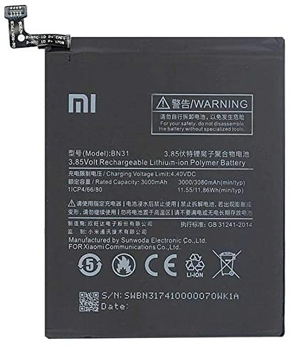 Ellenne Batteria Compatibile con XIAOMI BN31 per REDMI Note 5A - Mi 5X - A5 - AD Alta capacità 3080MAH con Kit SMONTAGGIO