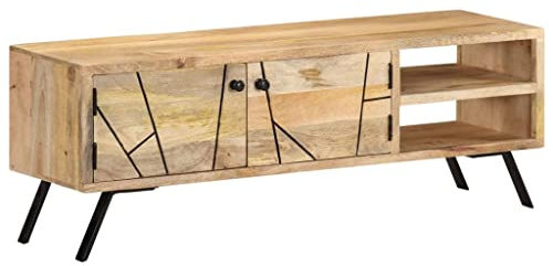 vidaXL Solid Mango Wood TV Cabinet Home Bedroom Living Room Furniture Wooden TV Stand Hifi Plasma Console Cabinet Sideboard Low Board