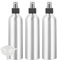 PQPAUTY 3 Piezas Pequeño 250ml botella de spray pulverizador Botella de Aluminio Plata con Bomba en Negro Niebla Fina Atomizador para Perfume Viaje Artículos de Agua Cosmético, con Embudo