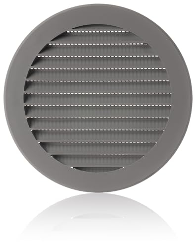 125mm Griglia Ventilazione in Plastica ABS Grigia con Zanzariera - Griglie Aerazione Rotonde