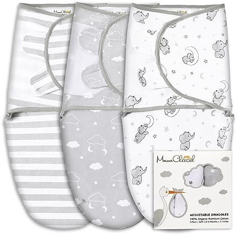 Mama Cheetah Baby Swaddle Sack, Bio-Baumwolle Swaddle Decke, Schlafsäcke, verstellbare Säugling Swaddle Wrap für Junge Mädchen 0-3 Monate, Baby Essentials, 3er-Pack